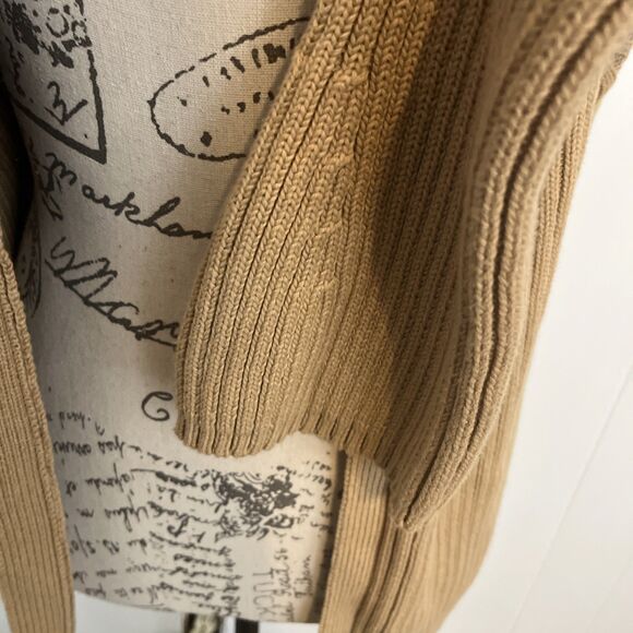 Vintage KIKIT Maurice Sasson Women's Large Tan Ribbed Cardigan Sweater - Picture 5 of 11
